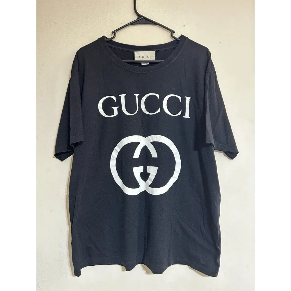 Gucci Black Interlocking G Logo Oversized T-Shirt - Size XXL (100% Authentic)